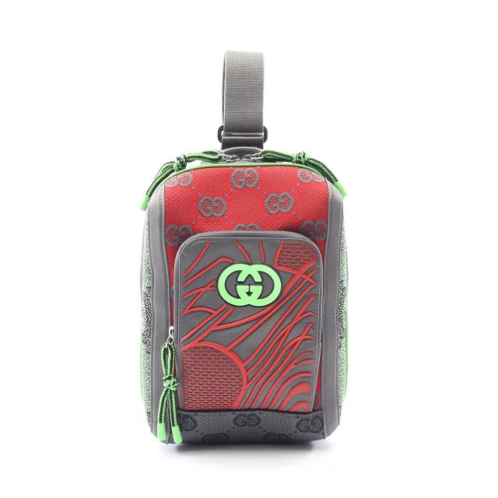 Gucci GG Waist Bag Body Canvas Red Gray Green